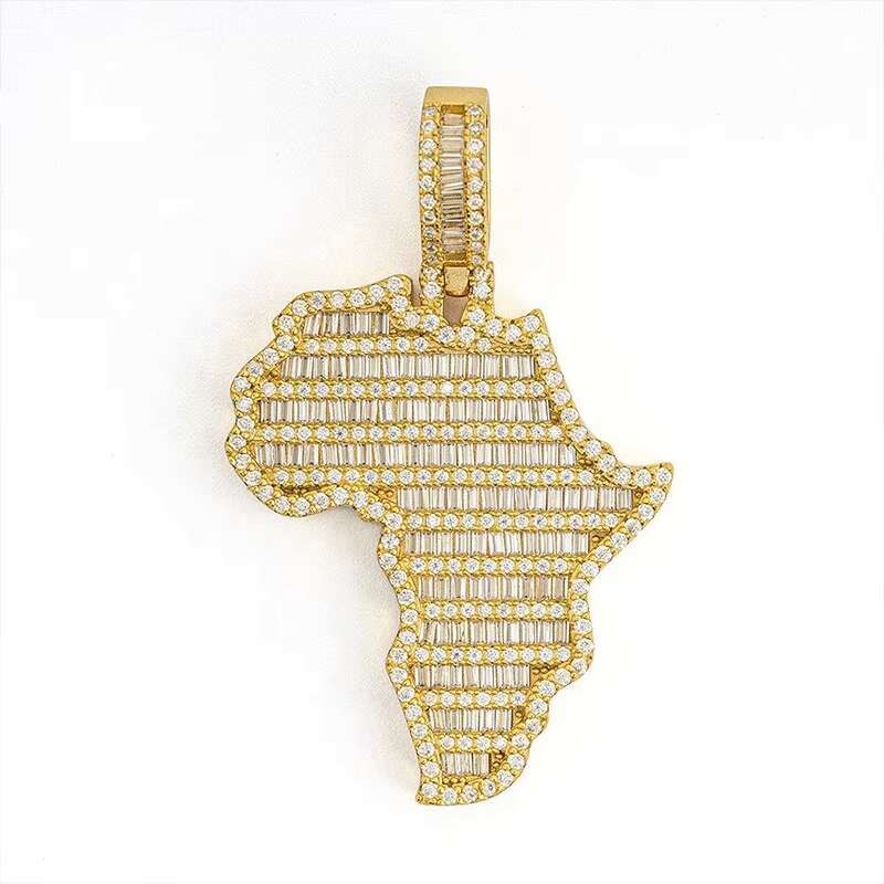 Hip Hop Jewelry Pass Diamond Tester Bling Large 2.25 Inches Iced Out Baguette Moissanite Africa Pendant for Chain Men Women