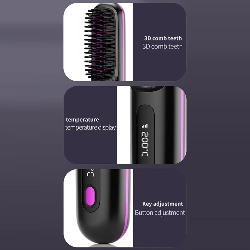 Hair Straightening Comb With Digital Display 3 Level Adjustables Hair Flat Irons Hair Styling Tool 250414