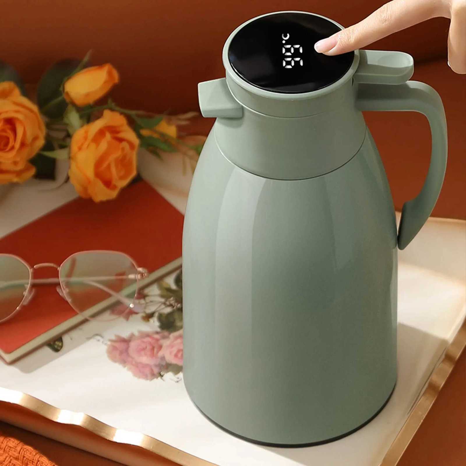 Kitchen Thermal Kettle Household Digital Display Coffee1/13/2L Thermos Glass Liner Vacuum Flasks Large Capacity Water Bottle Y251114