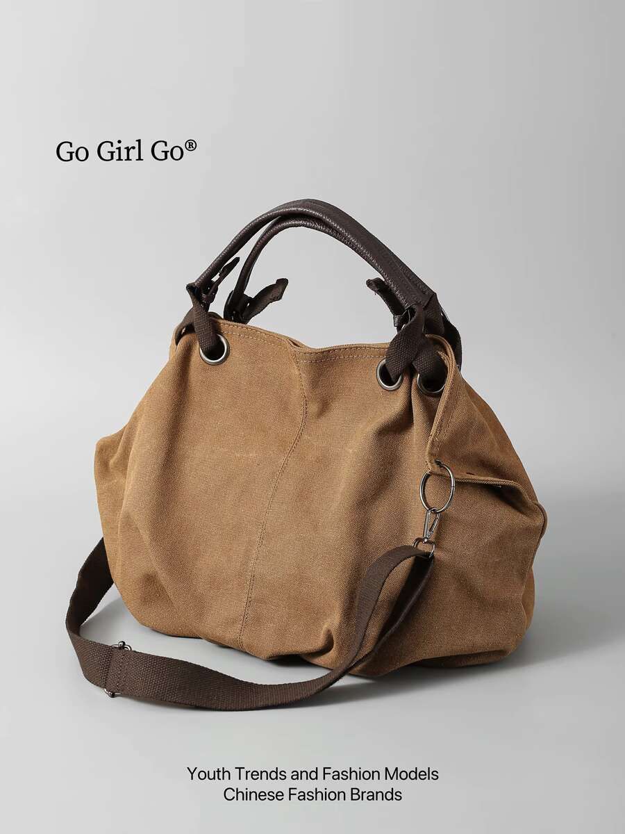 2025 New American Workwear Commuting Can Be Slung Over Canvas In Maillard Color Series Tote Bag