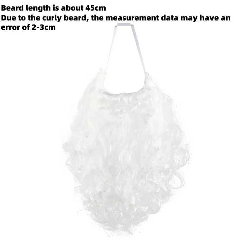 Santa Claus Long Curly Beard Adult Beard White Fake Beard and Santa Hat New Year Party Christmas Decoration Cosplay Prop Set Y251115