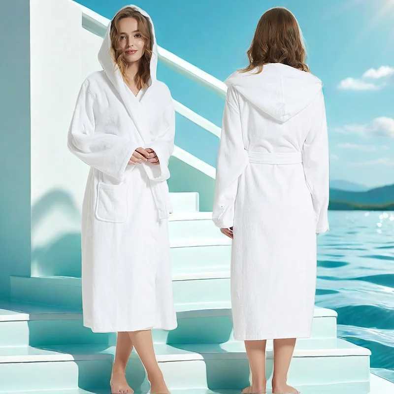 100 Cotton Hooded Bathrobe Men Long Terry Towel Big and Tall Towel Bathrobe Male Terry Cloth Bath Robe Sleeping Dressing Gown C251115