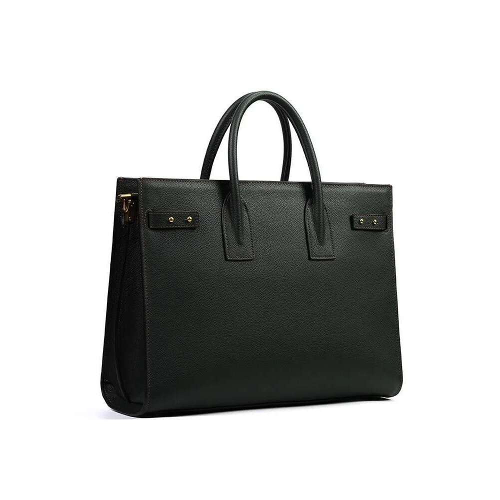 Handmade Mens Business Work Briefcase Handbag Cowhide Genuine Leather Totes Satchels Office Strap Shoulder Bag Crossbody Bags