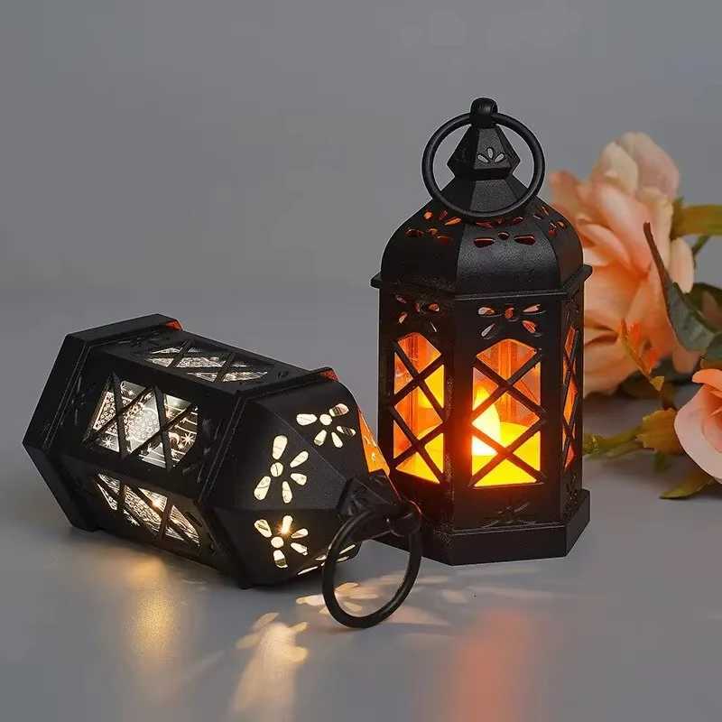 Halloween Led Electronic Candle Light Hexagonal Wind Light Portable Handheld Small Lantern Decorative Ornament M251115