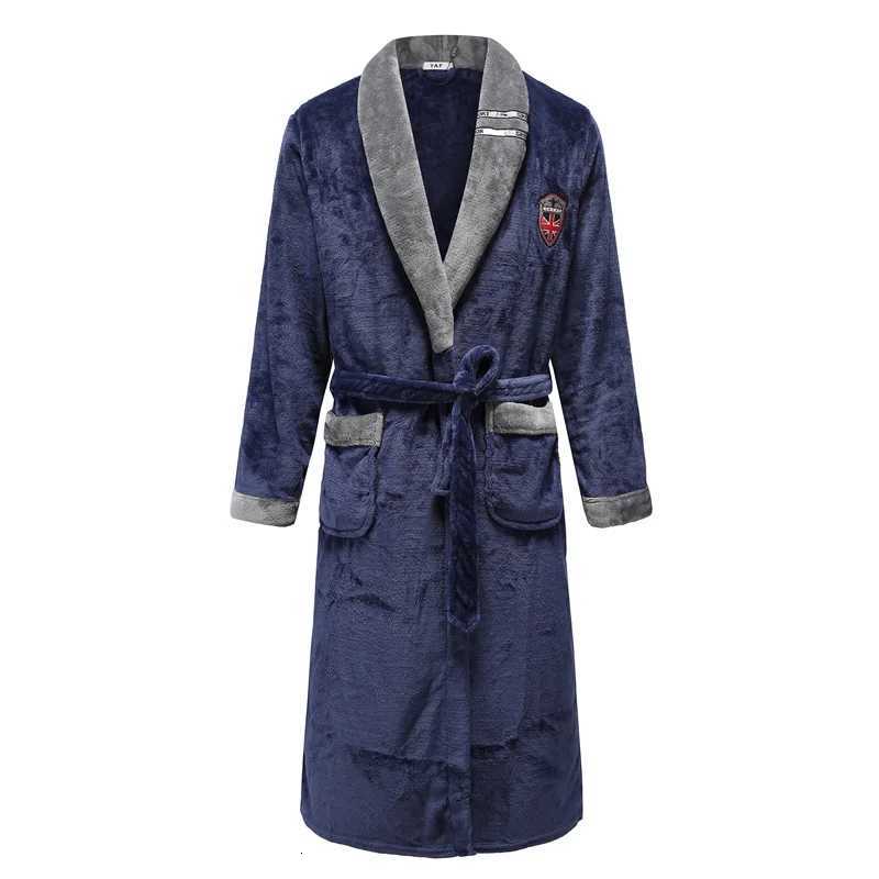 Autumn Winter Warm Coral Fleece Bathrobe Gown Thickened Flannel Men Robe Sleepwear Nightwear Loose Casual Home Wear Loungewear C251115