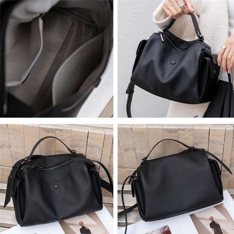 Toptrends Cowhide Genuine Leather Handbags For Women 2025 Designer Top Handle Soft Pillow Ladies Shoulder Crossbody Bags