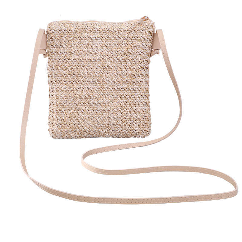 Handmade Beach Bag 2022 Summer New Hanins Fashion Mini Phone Diagonal Straddle Solid Color Grass Woven Women's Bag Kq2