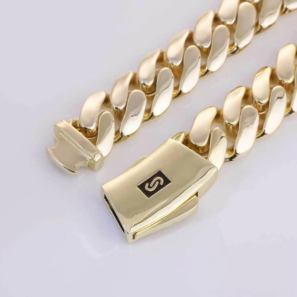 Hip Hop 20mm Gold Plated High Quality Brass Cuban Link Chain Necklace Chunky Monaco Thick Cuban Chain Jewelry for Gift Zircon