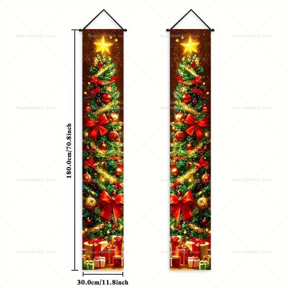 2D Merry Christmas Tree and Wreath Decor Indoor Outdoor Banners Porch Hanging Signs Wall Front Door Outside Yard Party SuppliesM251115