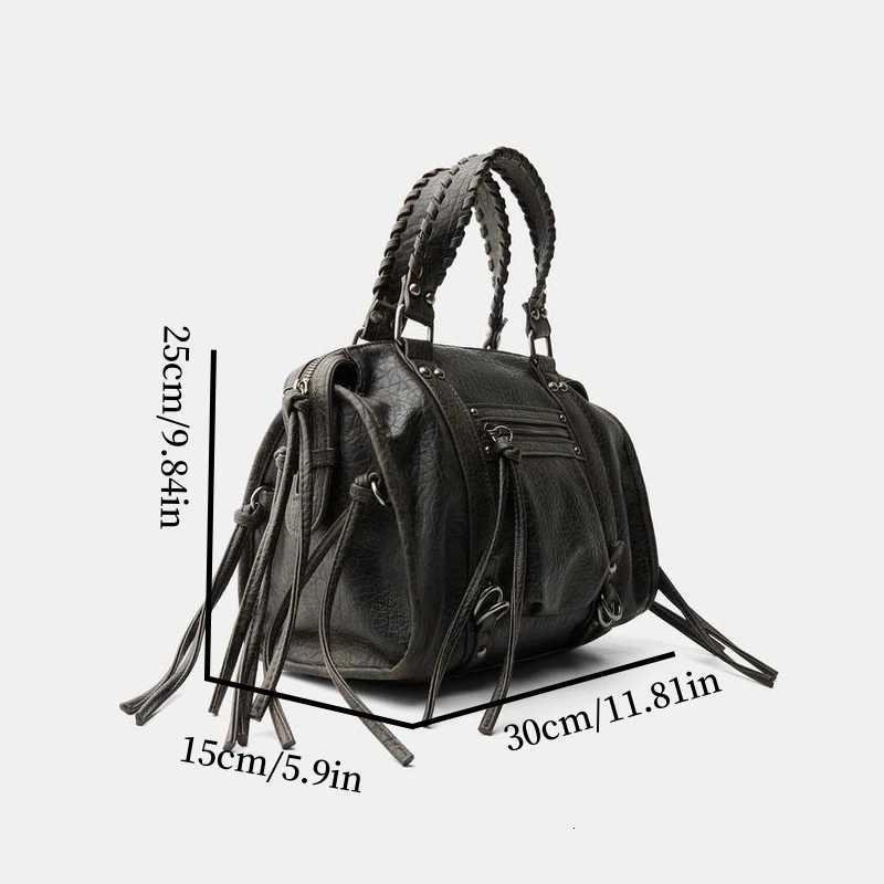 Worn-effect Bowling Bag with Strips Womens Fashionable Baguette Bag Luxury Designer Handbag Purses for LadiesW251115