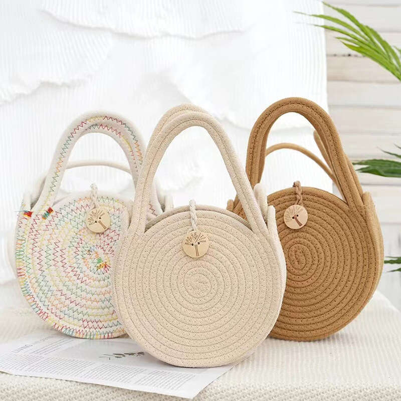 Handmade Beach Bag Versatile Straw Fashionable Travel Woven Bag, Women's Vacation Small Fresh Single Shoulder Crossbody Handbag Kq2