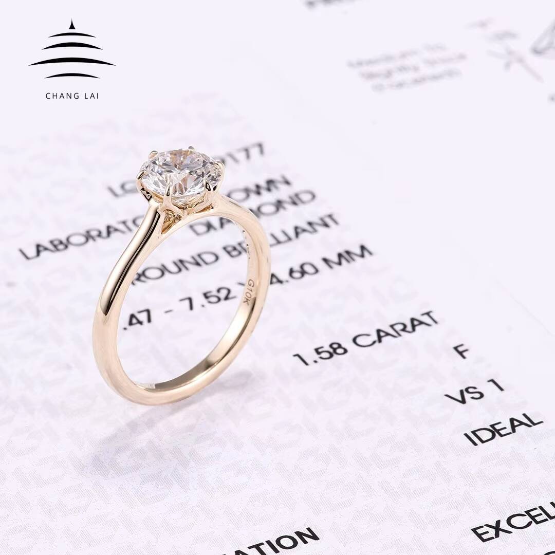 CHANG LAI Minimalist IGI Certified Wedding Engagement Ring 18k 14k Gold Round Brilliant Cut Lab Grown Diamond Rings for Women