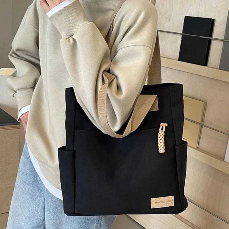 Waterproof Lightweight Canvas Bag New Leisure Casual Canvas Handbag Solid Color Tote Bags Large Capacity Shoulder BagW251115