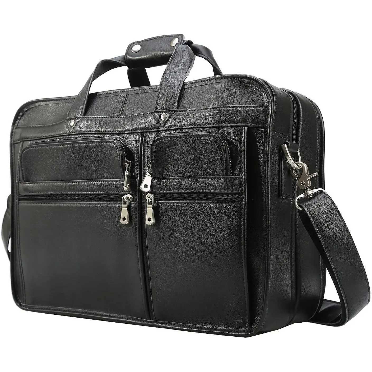 Vintage Leather Mens Briefcase with Pockets Cowhide Bag on Business Suitcase Crazy Horse Leather Laptop Bags 2025 Design Z251114