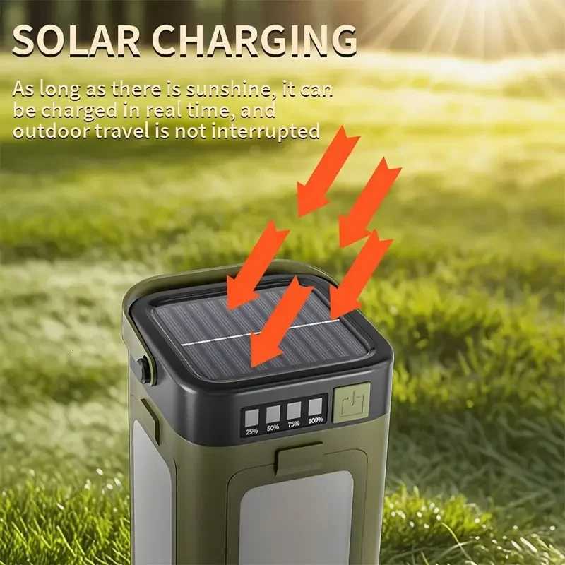 Christmas Outdoor Solar Light Rechargeable Flashlight Portable Power Bank Lamp LED Hanging Tent Light for Camping Hiking Fishing M251115