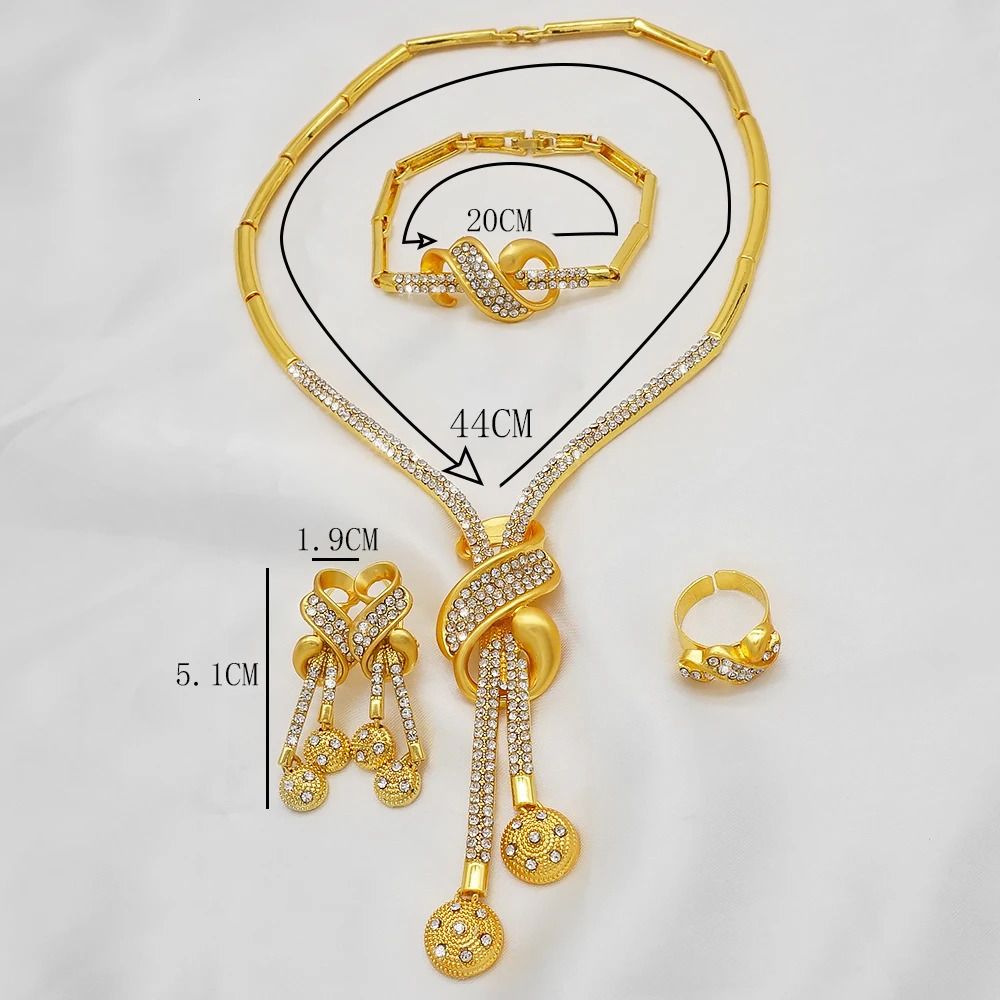 Dubai Gold Color Jewelry Sets African Indian wedding Bridal Wife gifts Necklace Bracelet Earrings ring Jewelery for Women 250414