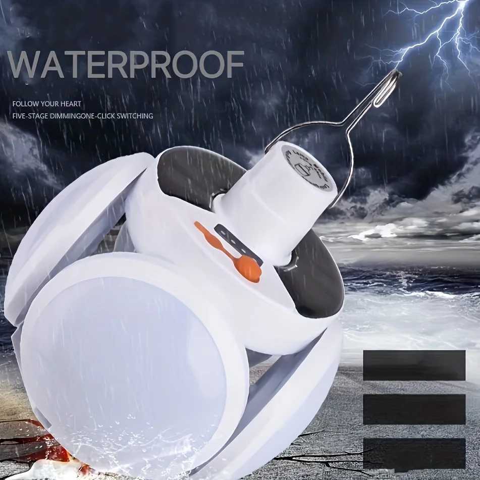 Portable Solar Camping Light with Hook Remote Control Folding Football Bulb Rechargeable Desk Lamp for Tent Emergency Chandelier M251115
