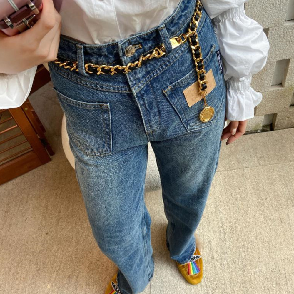 Belts Designer Belts Baroque Gold Plated Copper Snake Link Calfskin Waist Chains with Coin Pendent Vintage Black Metal Real Leather Adjustable Belt AA