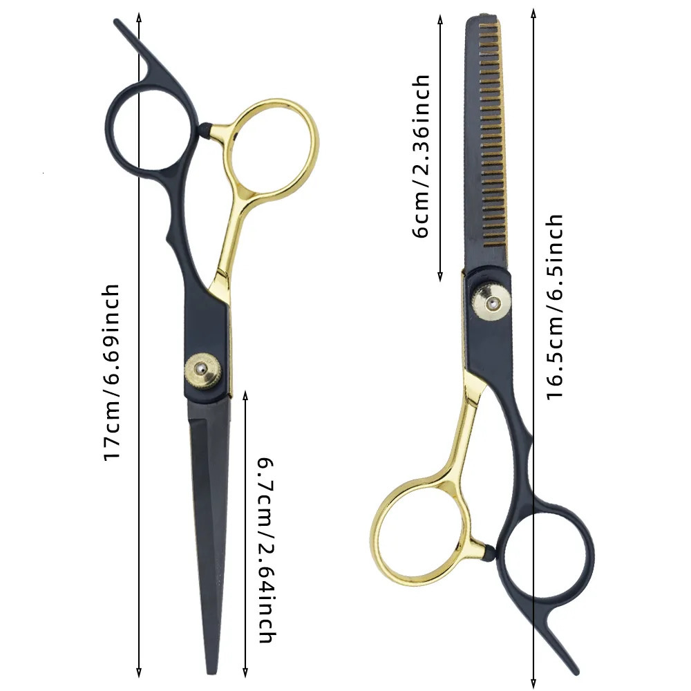 Professional Black Gold Barber Shears - Hair Thinning Detachable Scissors Kit with Accessories for SalonHome Use 250414