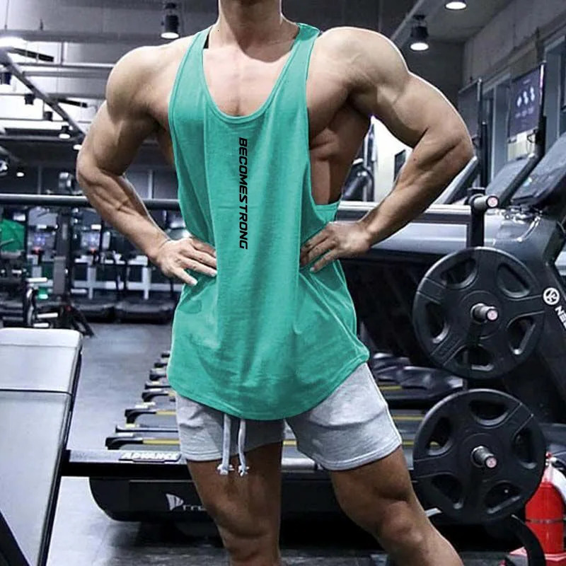 Mens bodybuilding vest gym fitness sleeveless shirt pure cotton clothing fashionable underwear American sports 250407