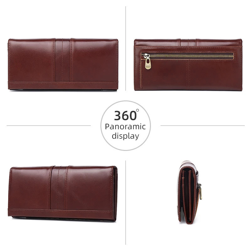 SCHLATUM Womens Leather Wallet Long Multi functional Business Card Holder Wallet Fashion Womens Wallet 250410