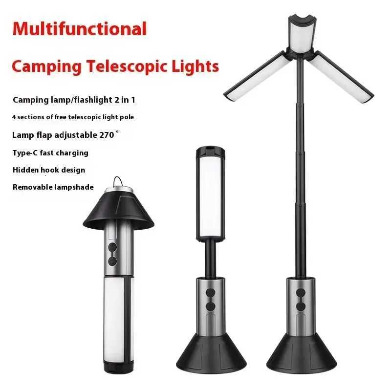Multi-functional Camping Light 2 in 1 USB Rechargeable Camping LanternFlashlight with Hook Outdoor Emergency Camping Lamp M251115
