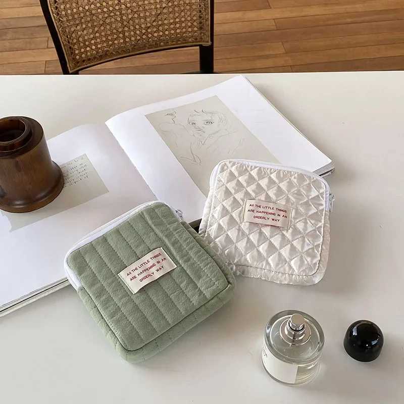 Cute soft square makeup bag small makeup bag travel organizer portable embossed headphone card coin Mey storage bagXJ250415