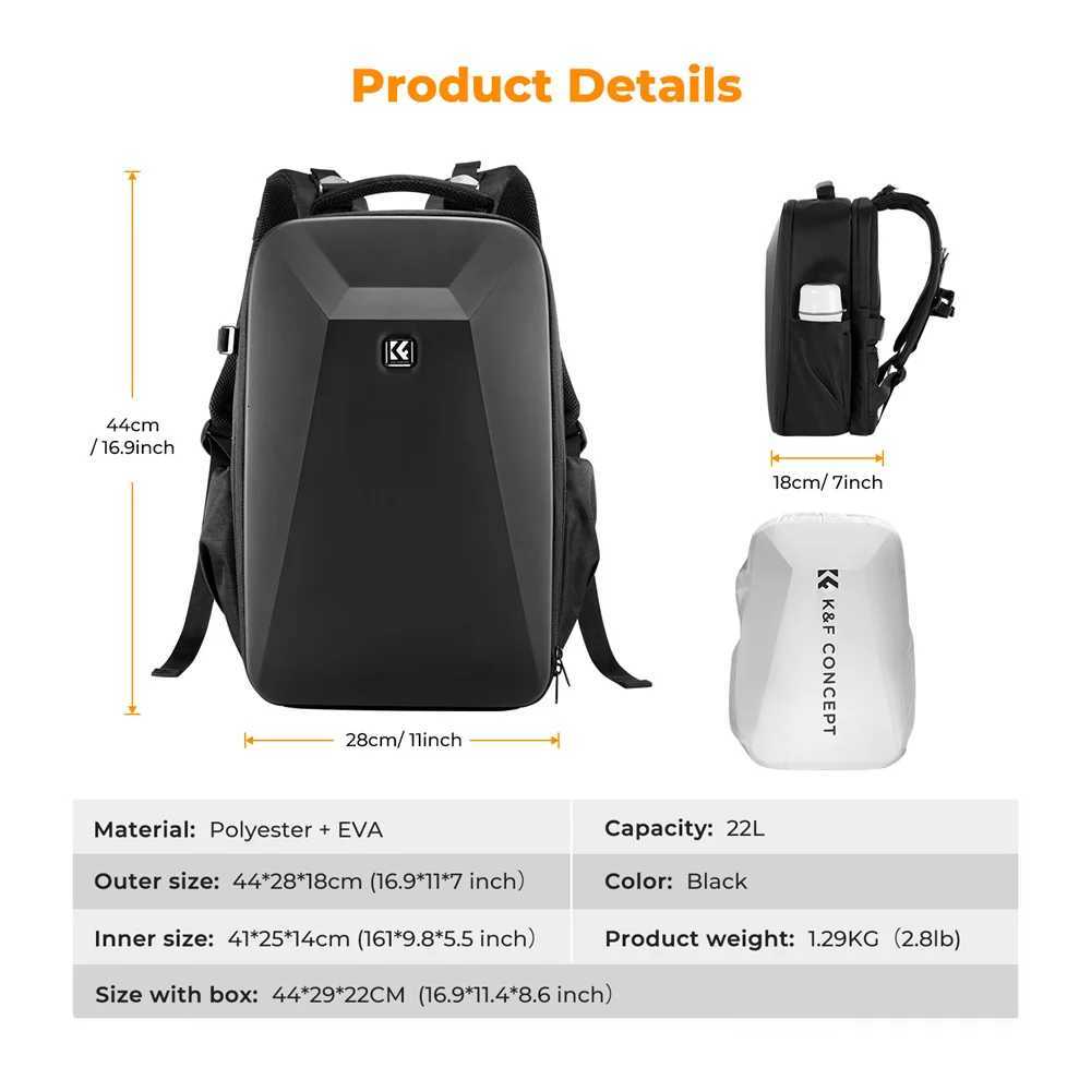 KF Concept 22L Camera Bag Large Capacity Travel Photography Backpack Waterproof Mens backpack Bag DSLR/SLR Camera Rain CoverW251114