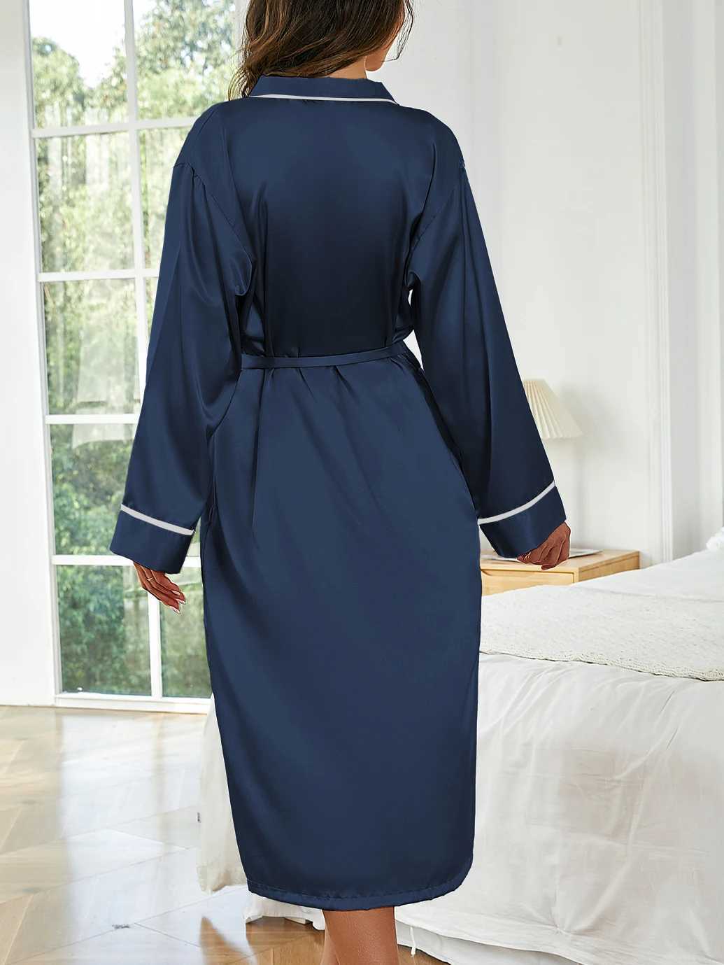 Womens Solid-Tone Minimst Robe Relaxed Fit Evening Ritual Plush Comfort Loungewear C251115