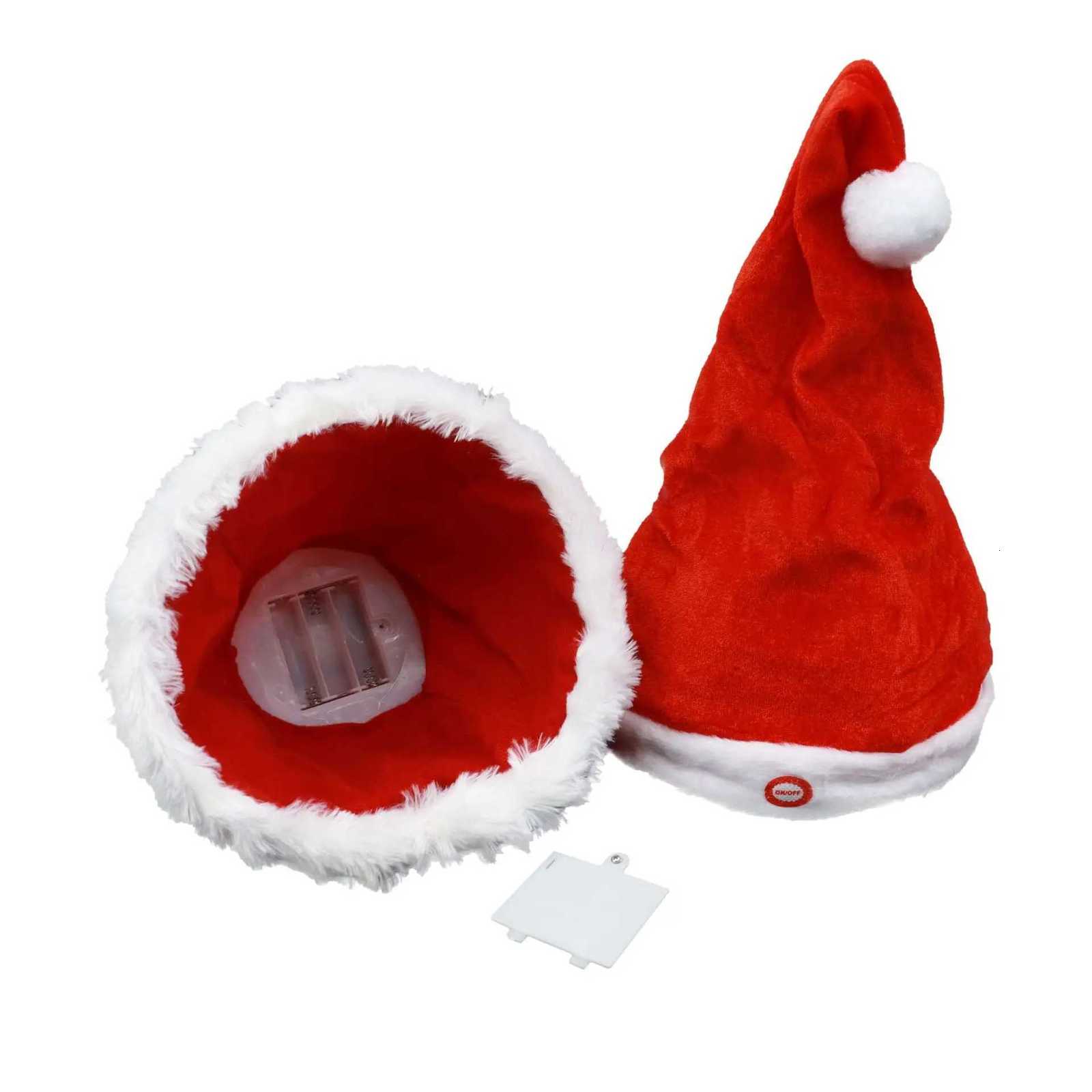 Singing and Dancing Christmas Hat Electric Santa Hat Red and White Music Christmas Hat Christmas New Year Party Supplies Gifts Y251115