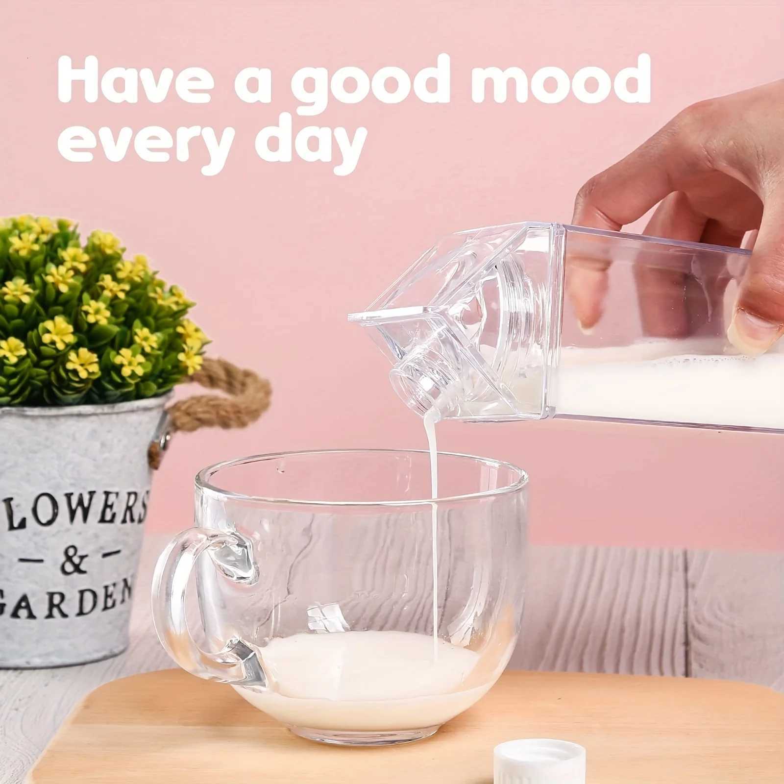 1000ml Clear Milk Bottles Portable Reusable Milk Box Leakproof Carton Water Container for Kitchen Travelling Sports CampingW251114