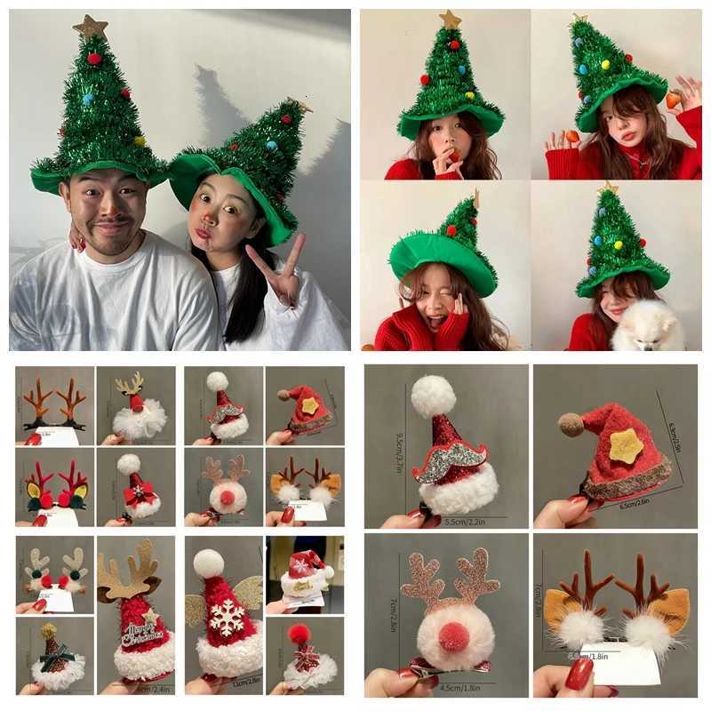 Red Green Christmas Hats Christmas Decorations 2025 Xmas Tree Shape Hat New Year Headwear Head Dressup Navidad 2025 Y251115