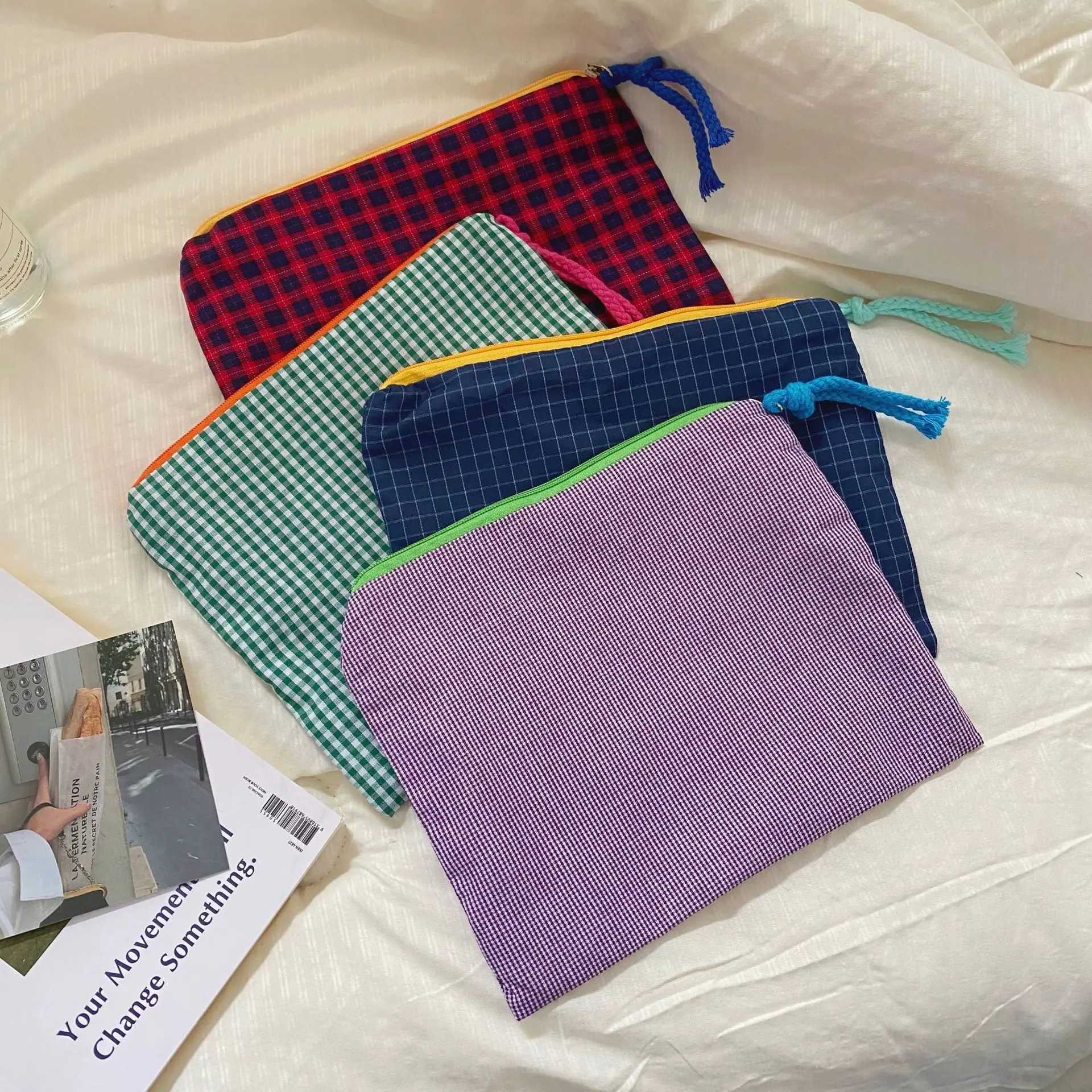 New womens plain weave makeup bag large capacity Cott zipper bag wallet travel club makeup bag cosmetics zipper essentialsXJ250415