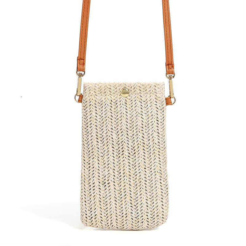 Handmade Beach Bag Summer Beach 2025 New Women's Versatile One Shoulder Slant Cross Vertical Mobile Phone Bag Straw Woven Zero Wallet Kq2
