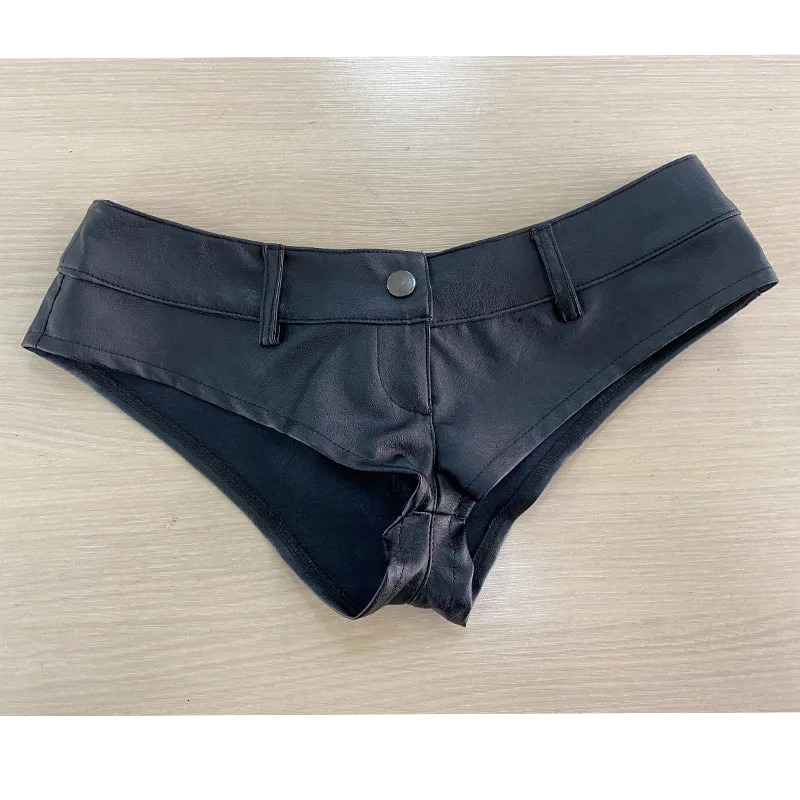 2025 Sexy Nightclub Low Waist Patent Leather Pu Button Zipper Shorts For Women 250415