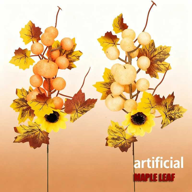 2 Pcs Garlands Fake Maple Leaves Branch Artificial Leaf Stems Fall Maple Leaf Branches Farmhouse for Home Pumpkin DecorationM251115