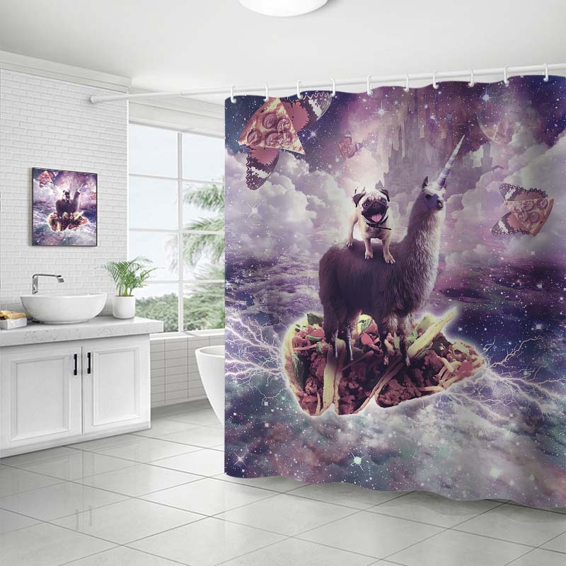 YL-37363 Customized 3D High-Definition Digital Printed Polyester Waterproof and Mildew-Proof Shower Curtain Set