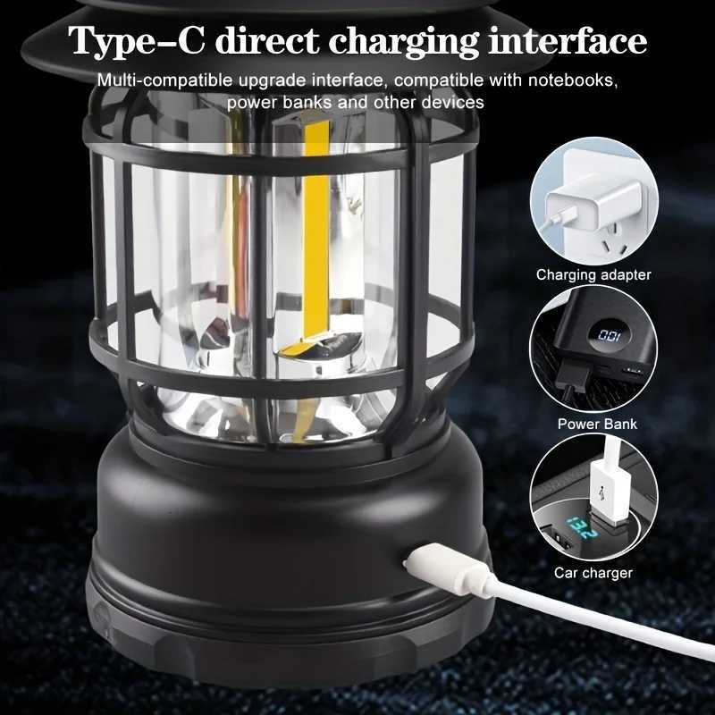 1PC Rechargeable Outdoor Camping Lights Retro Portable Camping Tent/Table Lamp Hanging Lights Garden DecorationWithout Battery M251115