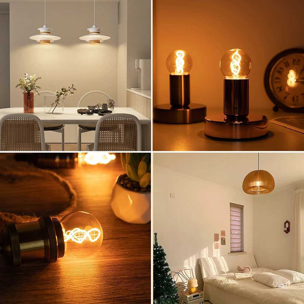 G50 Spiral Light Bulb 3W E26 E27 Edison Filament LED Bulbs 2200K E14 E12 Globe Replacement Bulbs for Chandelier Vanity Ceiling C251115