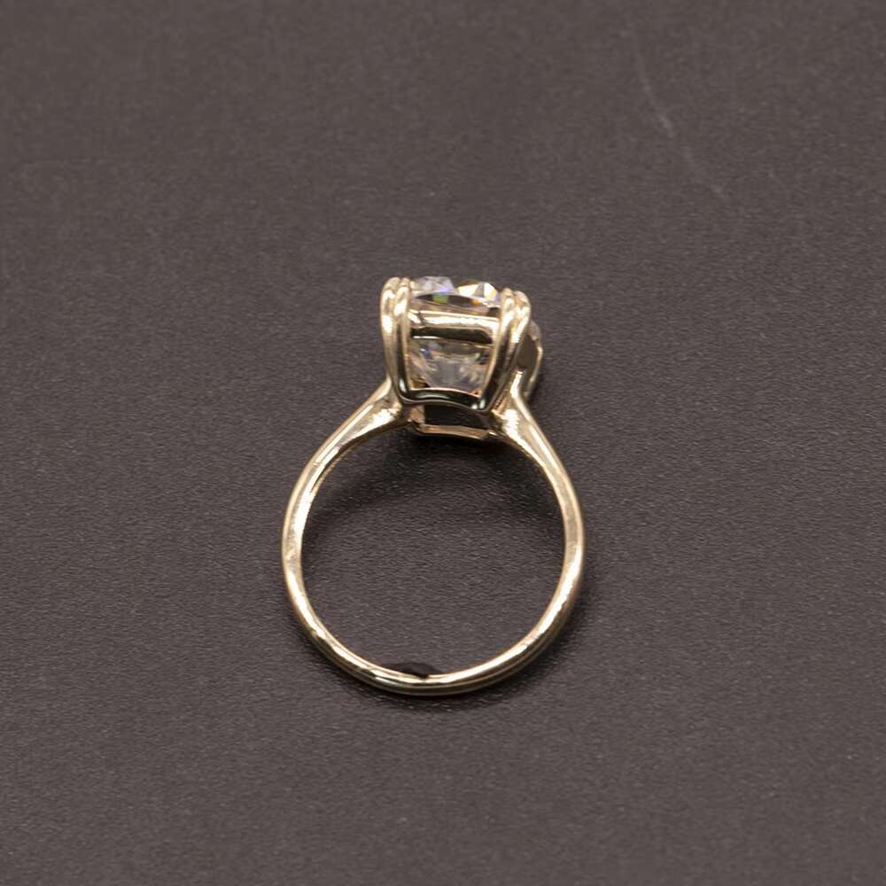 Wholesale Dubai Gold Ring Jewelry with 9x11mm 5ct Cushion Cut Moissnaite Diamond Gemstones 14k Yellow Gold Engagement Ring