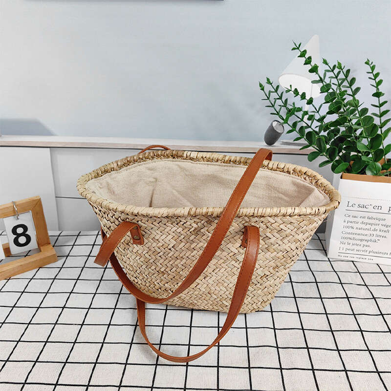 Handmade Beach Bag Grass Ins Style Woven Large Capacity Hand Carried Diagonal Cross Vacation Beach Bag Kq2