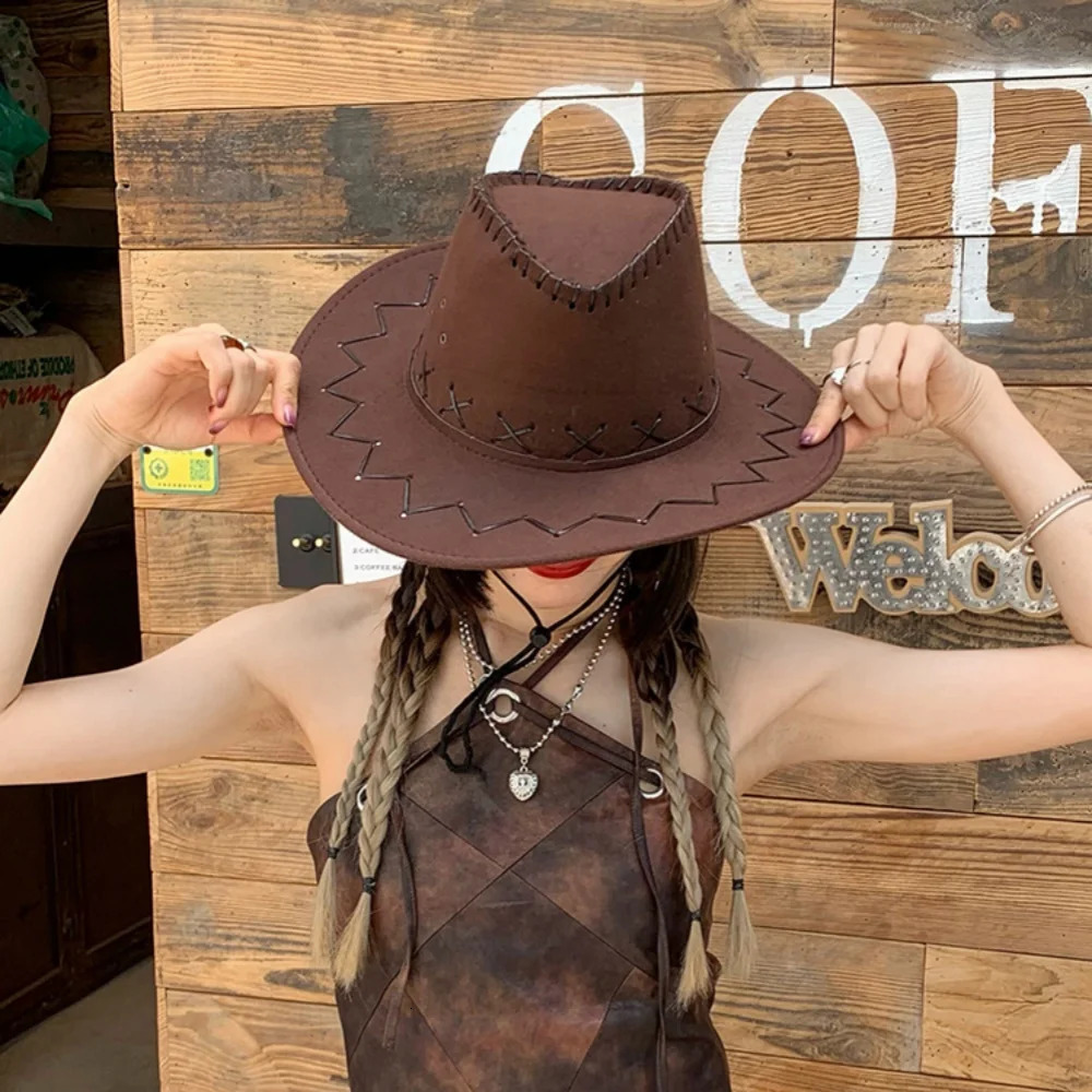 Stylish Sunshade Cowboy Hat Christmas Party Cosplay Cap Vintage Hat for Camping Fishing Mountaineering Vacation Year Gifts 250407
