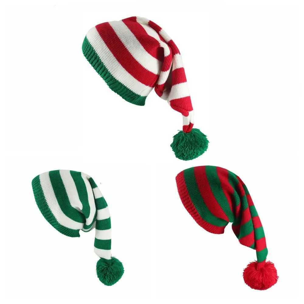Christmas Santa Beanie Knitted Hat Elf Santa Claus Red Green Knitted Gift Crochet Hat Cap Happy New Year Merry Christmas Hats Y251115
