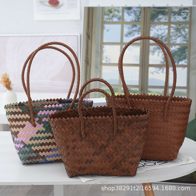 Handmade Beach Bag 2024 New Forest Series Woven Large Capacity Simple Women's Stylish Handheld Shopping Beach Bag Kq2