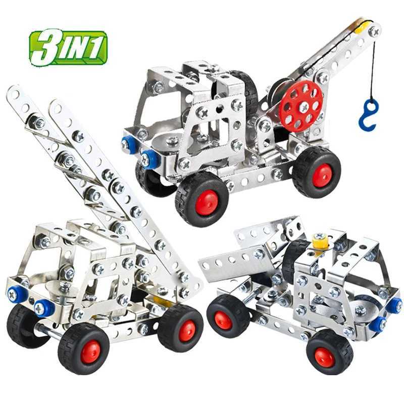 Metal assembly engineering vehicles simulated screws and nuts DIY alloy building blocks car models childrens educational toys W250415