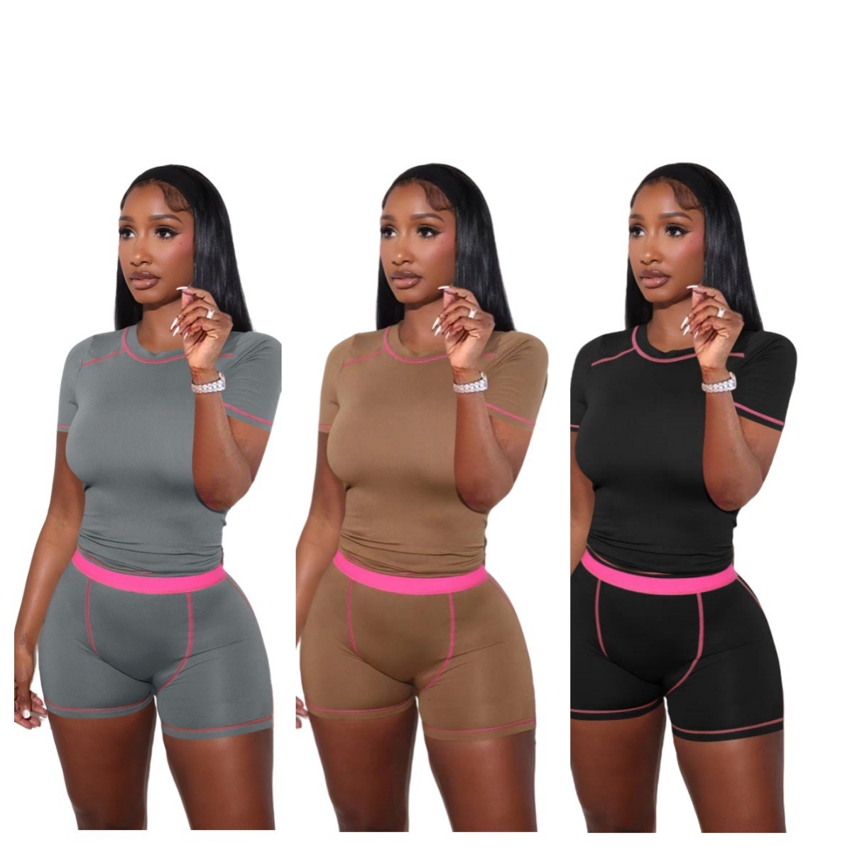 Womens Tracksuits Two Pieces Ser 2025 New Fashion And Casual Thread Contrast Sportwear 3 Colors