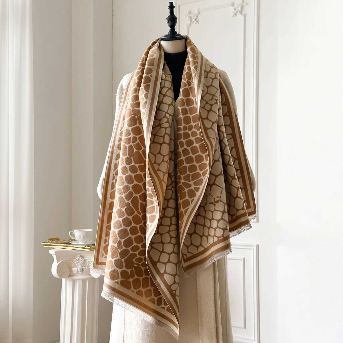 Luxury 2025 New Design Winter Cashmere Scarf Women Elegant Warm Pashmina Blanket Poncho Scarves Female Leopard Print Shawl Bufanda Y251115