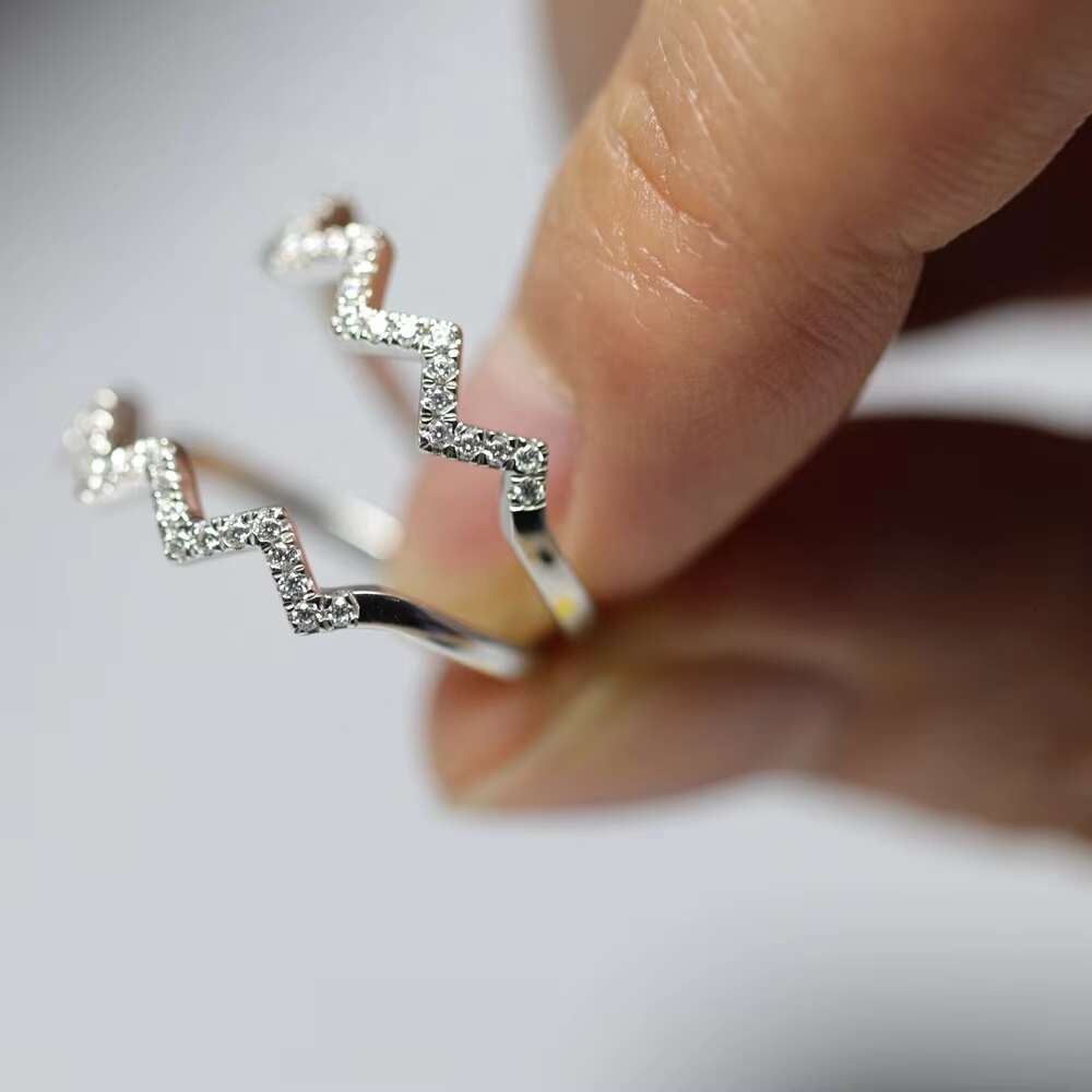 To My Best Friend Highs and Lows Inspirational Ring Adjustable Opening Wave Pattern Moissanite Inlaid Ring Wavy Zigzag Ring Gift