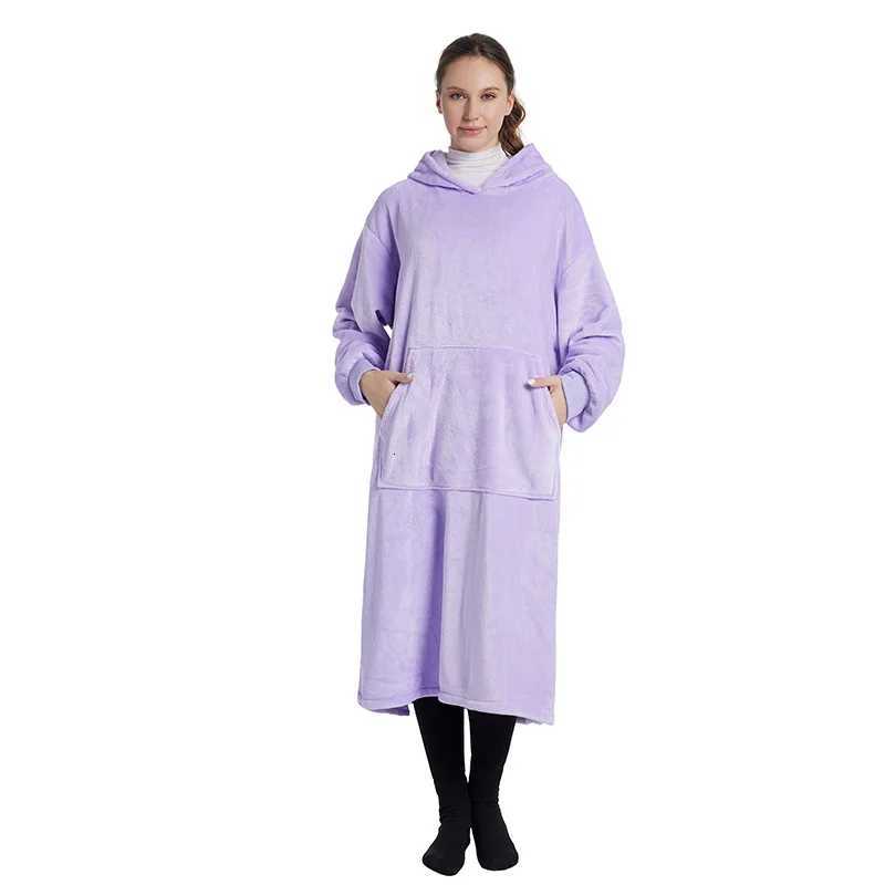 Winter New Womens Velvet Thick Long Hooded Home Sleeping Robe Large Warm Hoodie Comfortable and Warm Lazy Thick Hoodie C251115