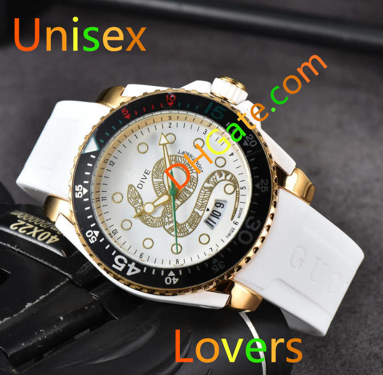 Premium Moissanite Iced Out Bee Cat GU-Dwellers Diver Time Clock Watches Men Women Big Dial GG 3-Pins Quartz Movement Rubber Strap Watch Gifts